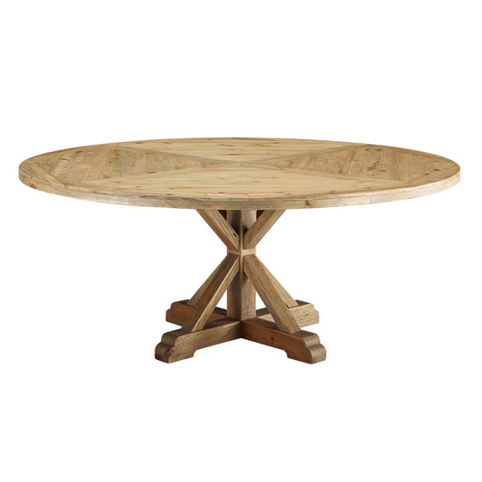 Stitch 71" Round Pine Dining Table – The Perfect Blend of Warmth and Modern Design