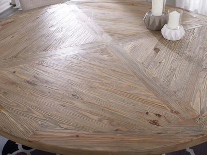 Stitch 71" Round Pine Dining Table – The Perfect Blend of Warmth and Modern Design