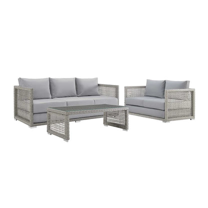 Aura 3-Piece Outdoor Patio Wicker Rattan Set - Stylish and Comfortable Seating for Your Outdoor Oasis