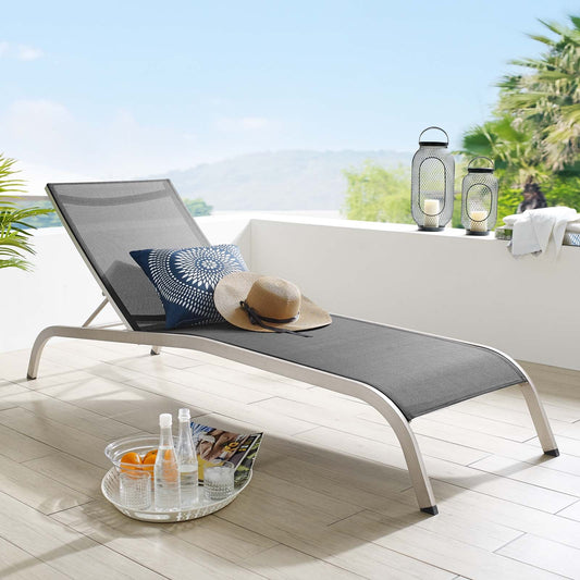 Savannah Mesh Chaise Outdoor Patio Aluminum Lounge Chair - Comfortable & Stylish Lounge Seating for Outdoors