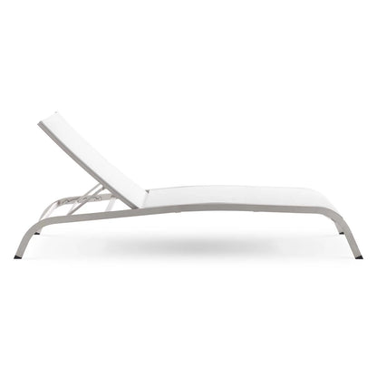 Savannah Mesh Chaise Outdoor Patio Aluminum Lounge Chair - Comfortable & Stylish Lounge Seating for Outdoors