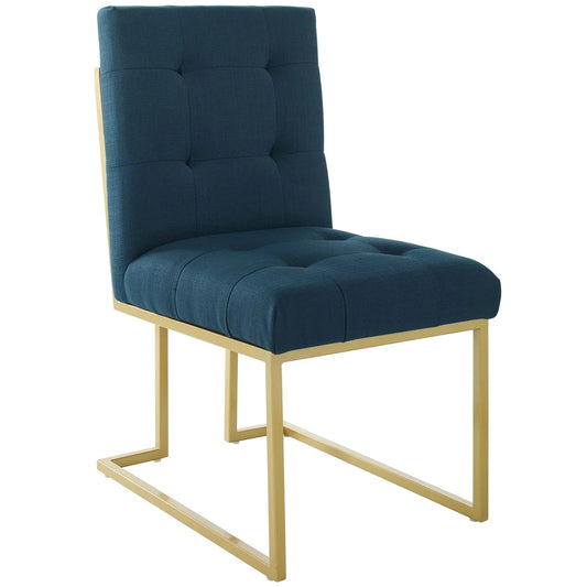 Privy Dining Accent Chair – Gold Stainless Steel Frame with Upholstered Fabric Seat