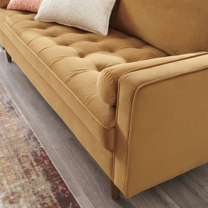Valour Performance Velvet Sofa in Cognac