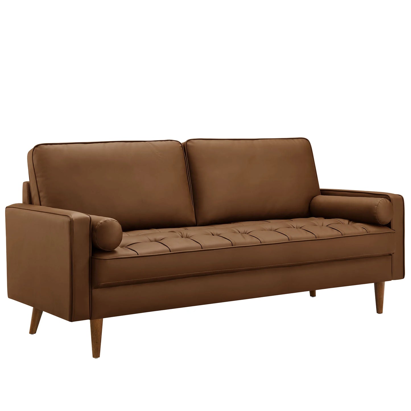 Valour Tufted Vegan Leather Sofa in Brown