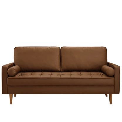 Valour Tufted Vegan Leather Sofa in Brown