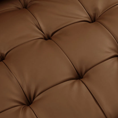Valour Tufted Vegan Leather Sofa in Brown