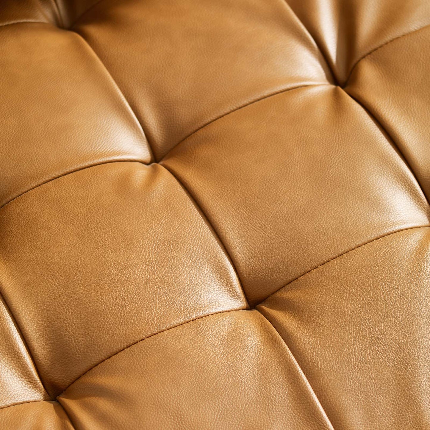 Valour Tufted Vegan Leather Sofa in Tan – Stylish and Eco-Friendly Seating with Timeless Design and Luxurious Comfort