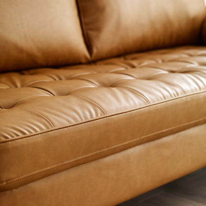 Valour Tufted Vegan Leather Sofa in Tan