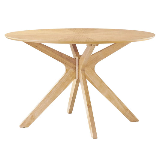 Crossroads 47" Round Dining Table – Ash Wood Veneer with Distinctive Wooden Legs for Stylish Dining