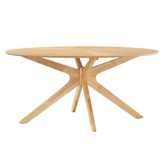 Crossroads 63" Oval Wood Dining Table – Mid-Century Modern Style, Seats 6, Durable Construction