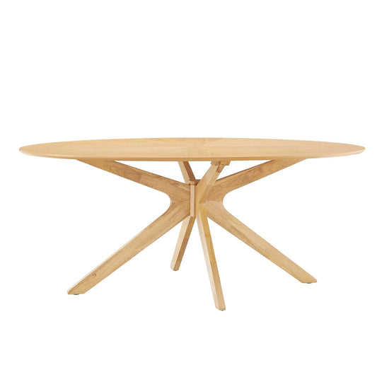 Crossroads 71" Oval Wood Dining Table – Modern Rubberwood Design, Seats 6, Ideal for Stylish Gatherings