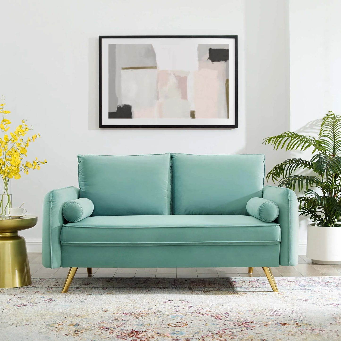 Revive Performance Velvet Loveseat – Mid-Century Modern Charm with Plush Velvet Comfort