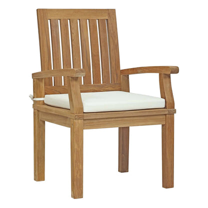 Marina 9-Piece Outdoor Patio Teak Dining Set in Natural White - Spacious and Elegant Dining Set for Sophisticated Outdoor Entertaining