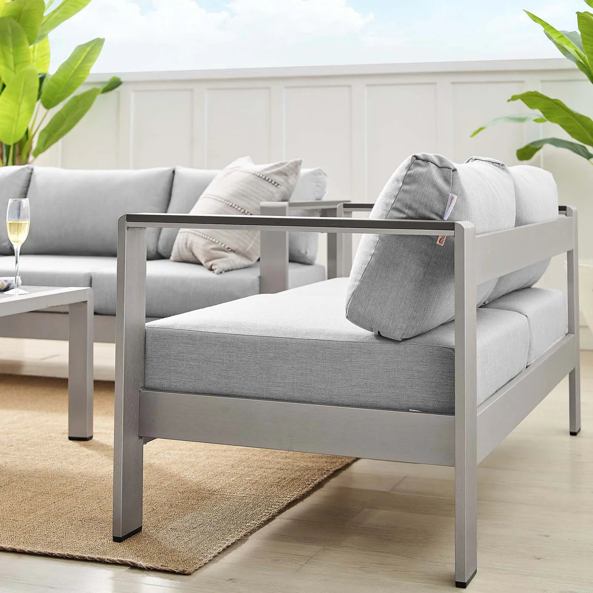 Shore 3-Piece Sunbrella® Fabric Outdoor Patio Aluminum Set - Durable and Stylish Seating with Premium Sunbrella® Fabric for Outdoor Comfort