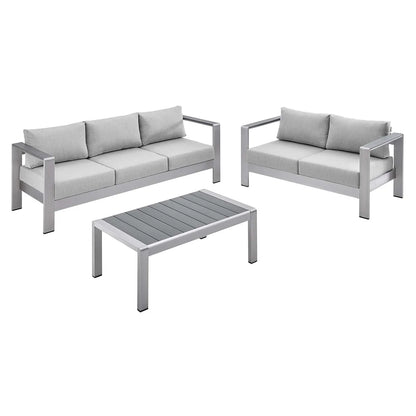 Shore 3-Piece Sunbrella® Fabric Outdoor Patio Aluminum Set - Durable and Stylish Seating with Premium Sunbrella® Fabric for Outdoor Comfort