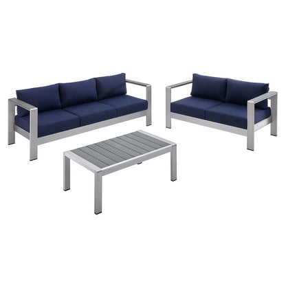 Shore 3-Piece Sunbrella® Fabric Outdoor Patio Aluminum Set - Durable and Stylish Seating with Premium Sunbrella® Fabric for Outdoor Comfort