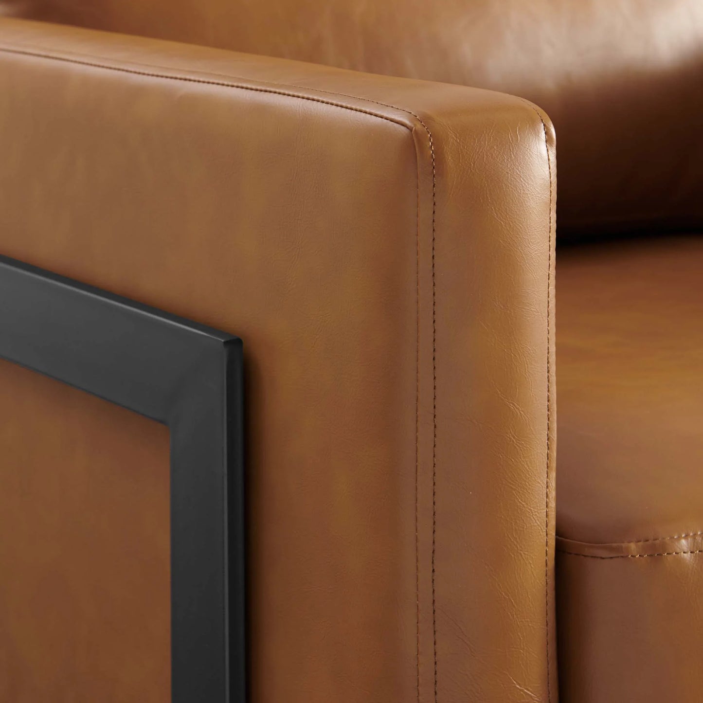 Posse Vegan Leather Accent Chair in Black and Tan – Modern Faux Leather Armchair