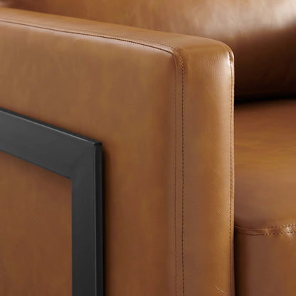 Posse Vegan Leather Accent Chair in Black and Tan – Modern Faux Leather Armchair