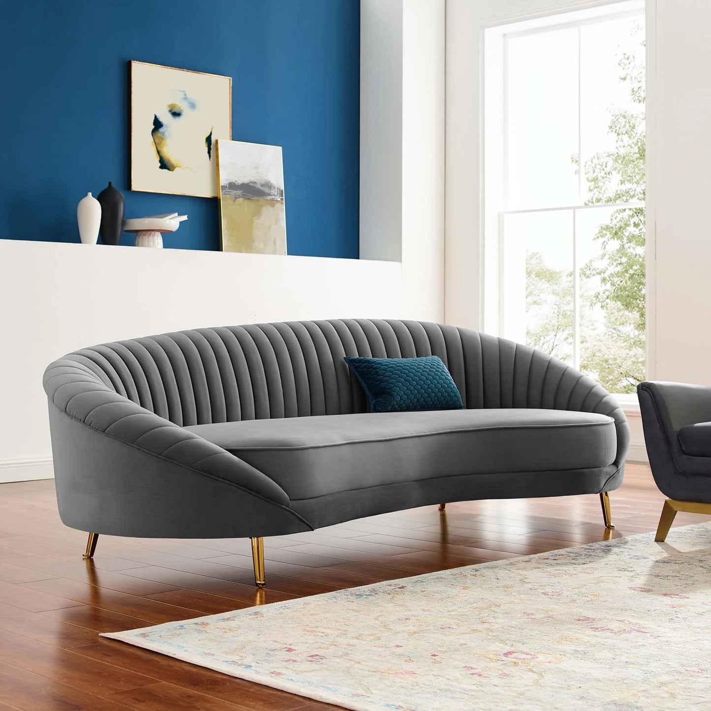 Camber Channel Tufted Performance Velvet Sofa - Stylish and Comfortable Seating with a Luxurious Velvet Finish for Modern Living Rooms