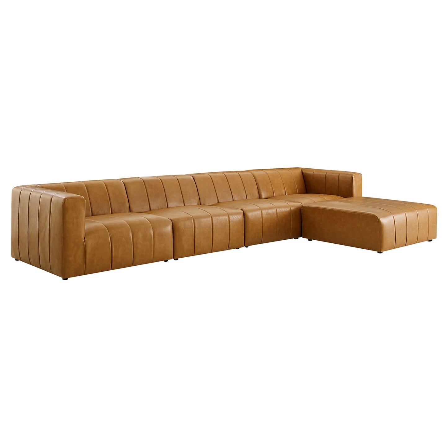 Bartlett 5-Piece Vegan Leather Sectional Sofa in Tan