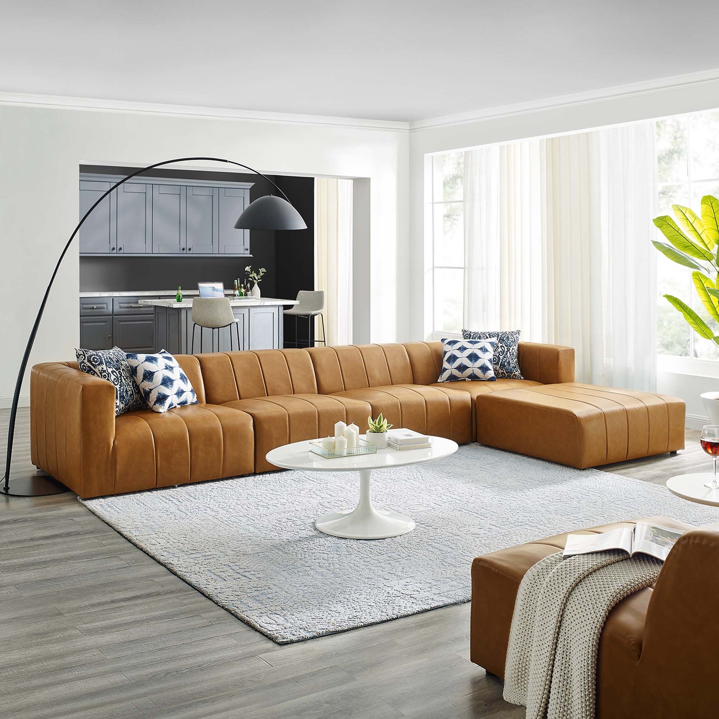 Bartlett 5-Piece Vegan Leather Sectional Sofa in Tan