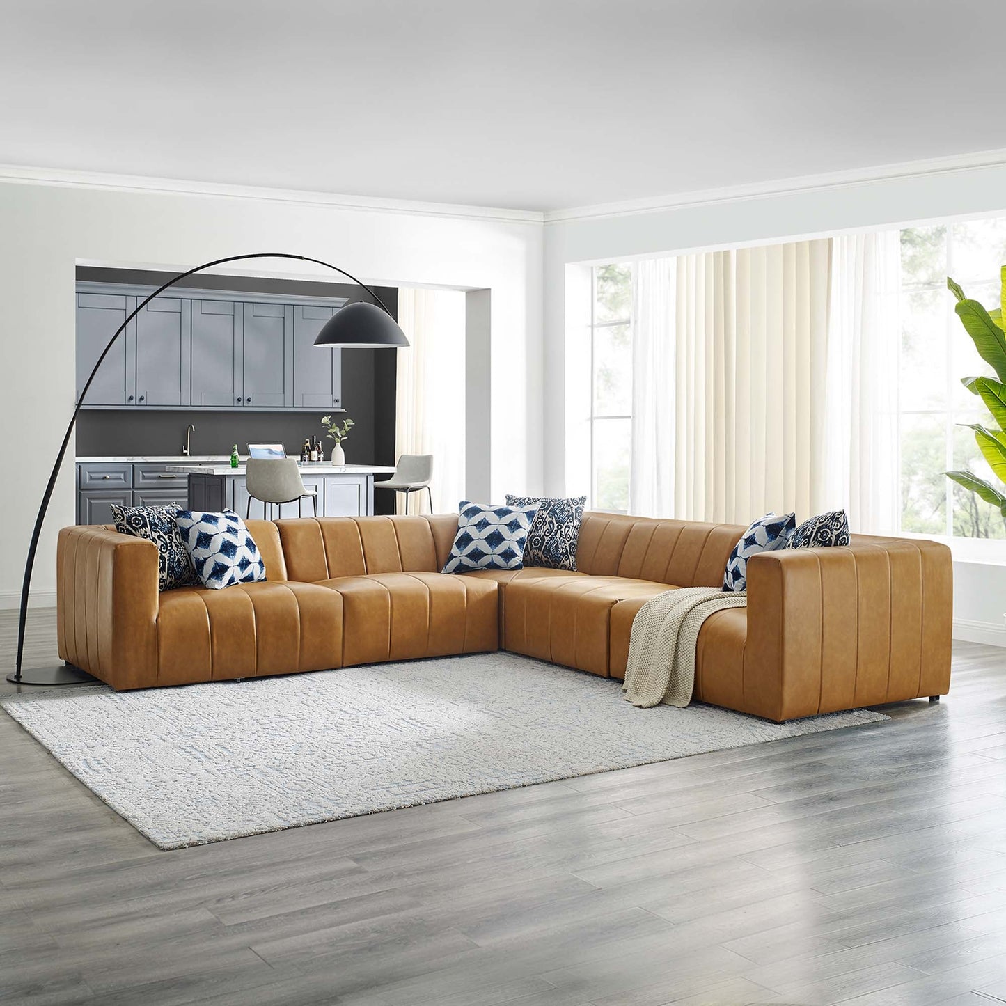Bartlett 5-Piece Vegan Leather Sectional Sofa in Tan