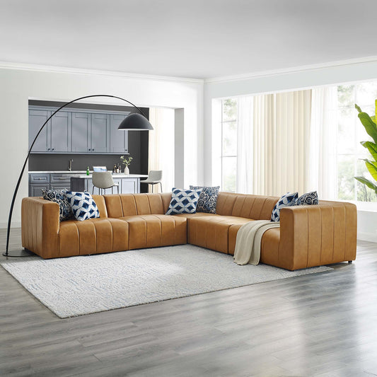 Bartlett 5-Piece Vegan Leather Sectional Sofa in Tan