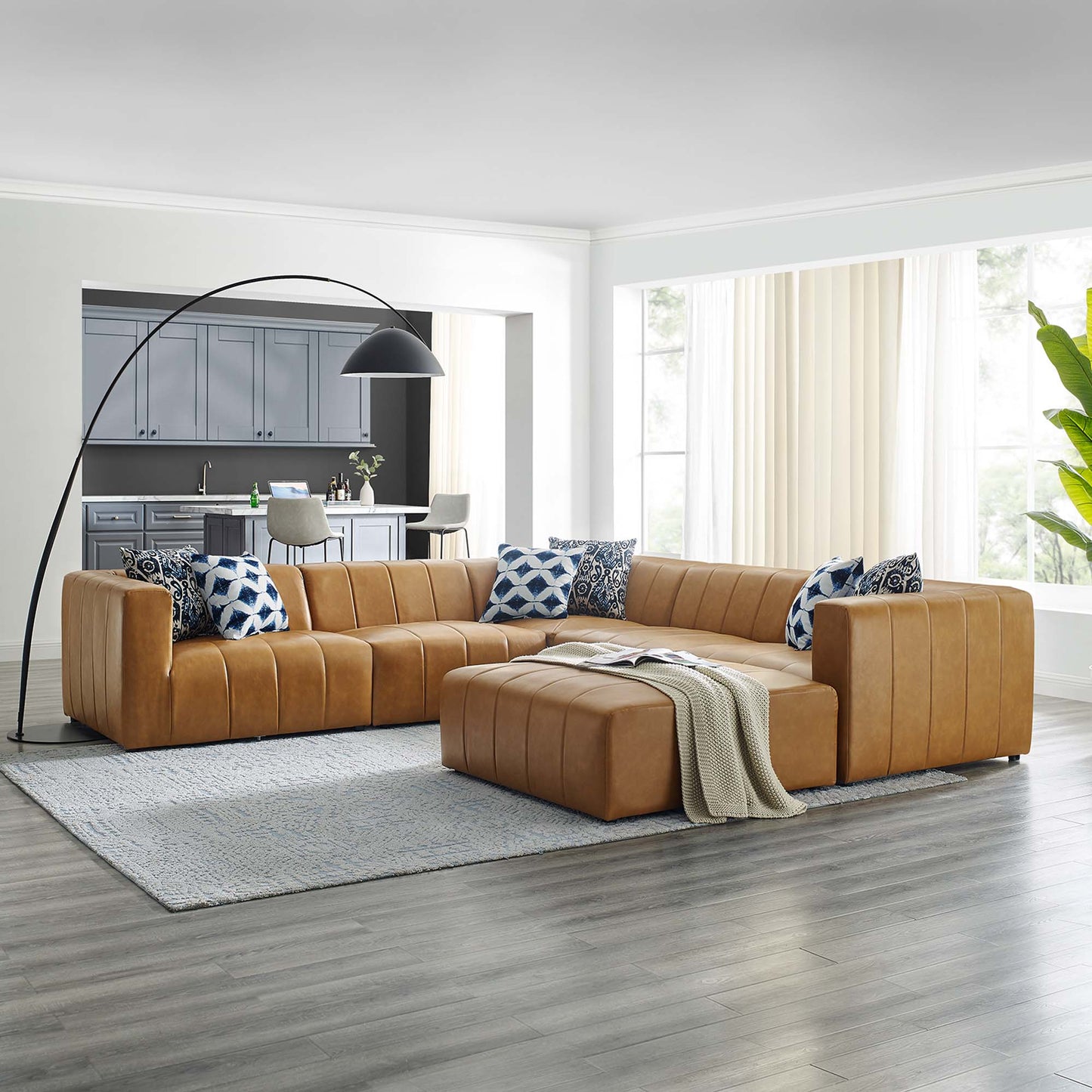 Bartlett 6-Piece Vegan Leather Sectional Sofa in Tan