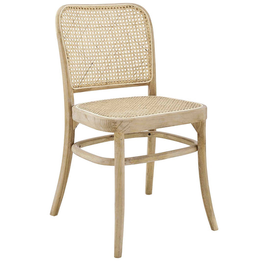 Winona Wood Dining Side Chair β Rustic Farmhouse Charm with Woven Rattan and Sturdy Elm Frame