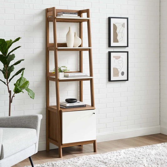 Bixby 21" Bookshelf - Chic Tiered Design with Hidden Storage for Home or Office Organization in Oak