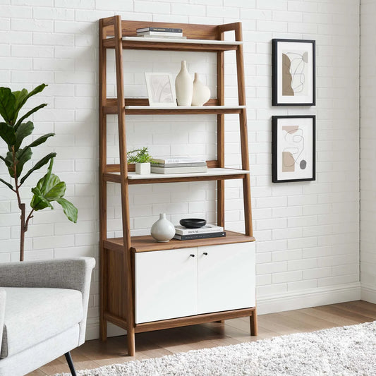 Bixby 33" Walnut and White Bookshelf - Modern Design for Stylish Storage and Display