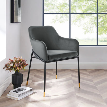 Jovi Performance Velvet Dining Armchair – Modern Upholstered Dining Chair with Luxe Comfort