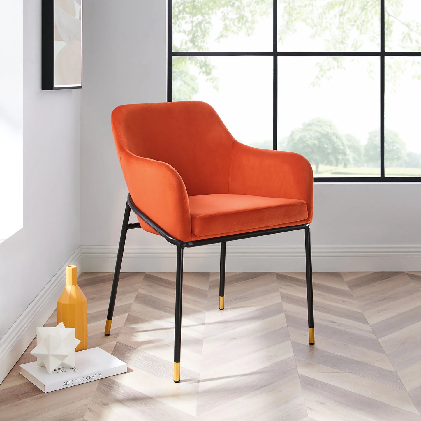 Jovi Performance Velvet Dining Armchair – Modern Upholstered Dining Chair with Luxe Comfort