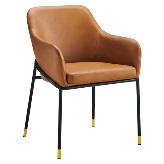 Jovi Black & Tan Vegan Leather Dining Chair – Modern Eco-Friendly Seating