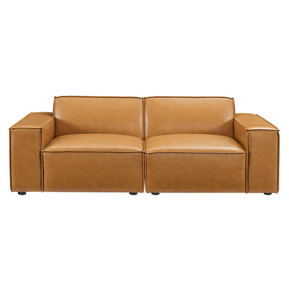 Restore Vegan Leather Loveseat in Tan - Sleek and Eco-Friendly Seating with a Modern Look for Contemporary Living Rooms