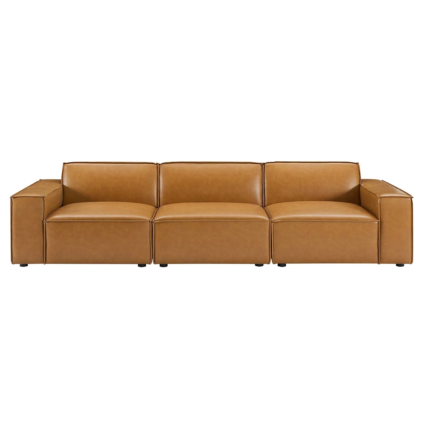 Restore 3-Piece Vegan Leather Sofa in Tan - Eco-Friendly and Stylish Seating with a Modern Look for Contemporary Living Spaces