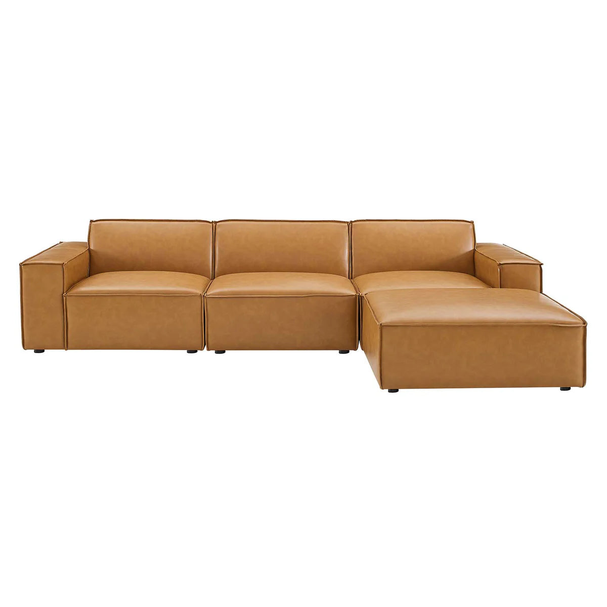 Restore 4-Piece Vegan Leather Sectional Sofa in Tan - Stylish and Eco-Friendly Seating for Spacious and Modern Living Rooms