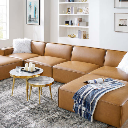 Restore 6-Piece Vegan Leather Sectional Sofa in Tan - Modern and Eco-Friendly Seating for Spacious Living Rooms