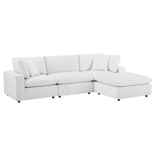 Commix 4-Piece Down-Filled Overstuffed Performance Velvet Sectional – Luxurious Comfort and Stylish Design for Modern Living Rooms