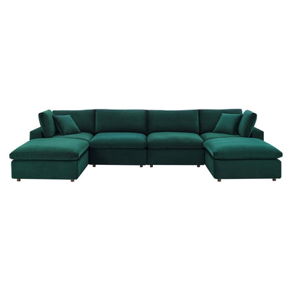 Commix 6-Piece Down-Filled Overstuffed Performance Velvet Sectional Sofa – Spacious, Luxurious Comfort with a Stylish Modern Design