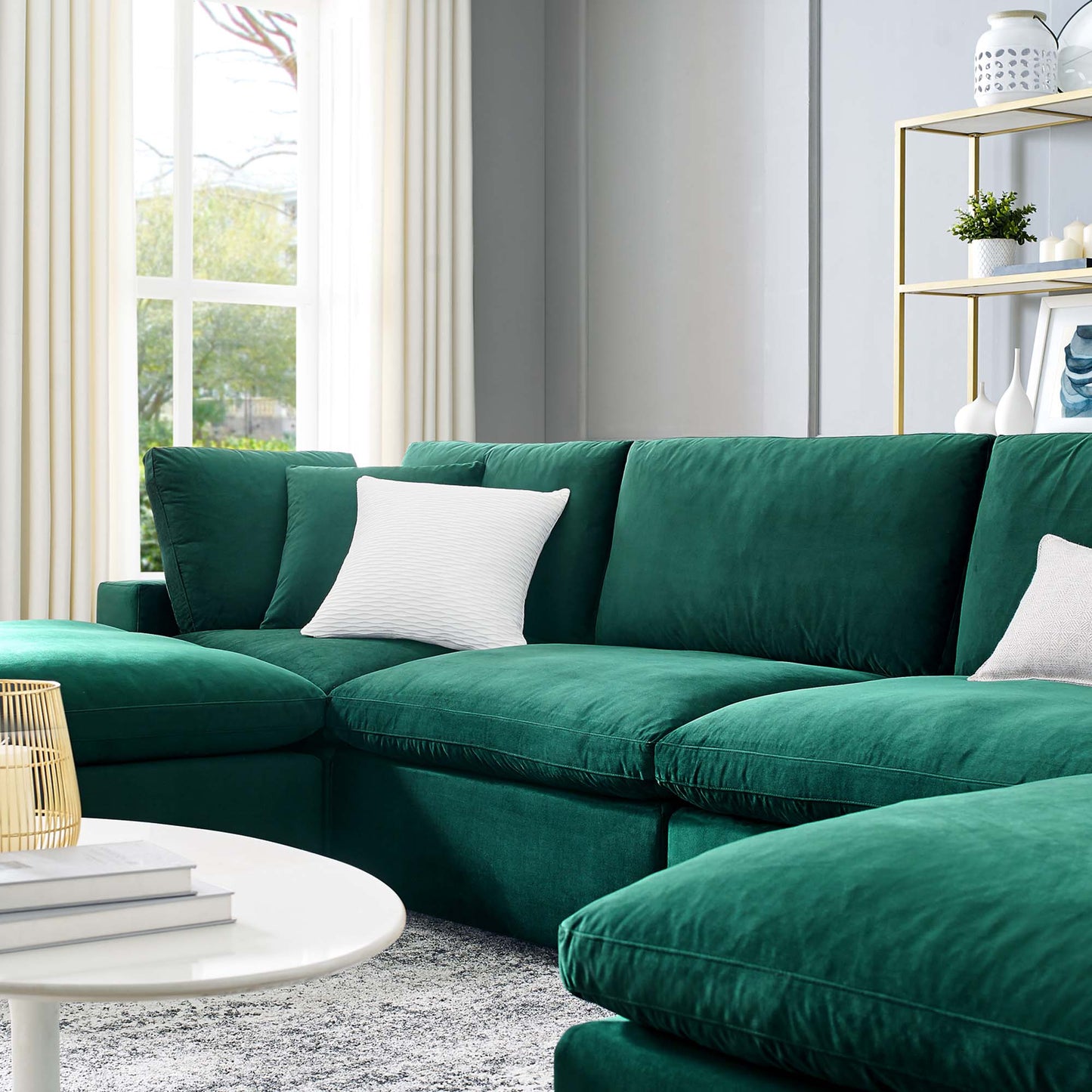 Commix 6-Piece Down-Filled Overstuffed Performance Velvet Sectional Sofa – Spacious, Luxurious Comfort with a Stylish Modern Design