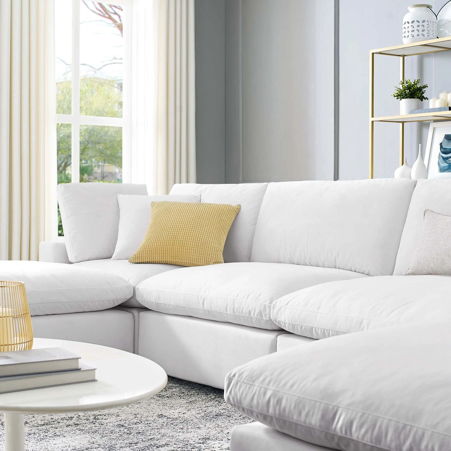 Commix 6-Piece Down-Filled Overstuffed Performance Velvet Sectional Sofa – Spacious, Luxurious Comfort with a Stylish Modern Design