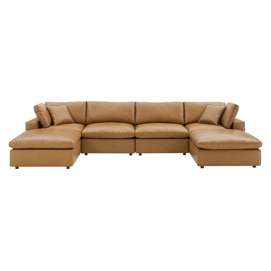 Commix 6-Piece Down Filled Overstuffed Vegan Leather Sectional Sofa – Luxury and Comfort Combined
