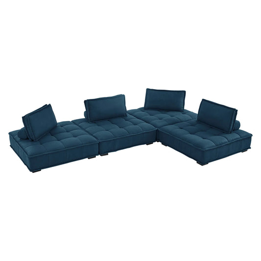 Saunter 4-Piece Tufted Fabric Sectional Sofa – Effortless Lounge Meets Elevated Design
