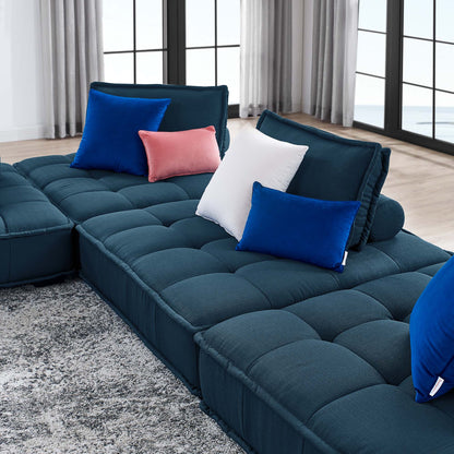 Saunter 4-Piece Tufted Fabric Sectional Sofa – Effortless Lounge Meets Elevated Design