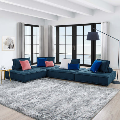 Saunter 4-Piece Tufted Fabric Sectional Sofa – Effortless Lounge Meets Elevated Design