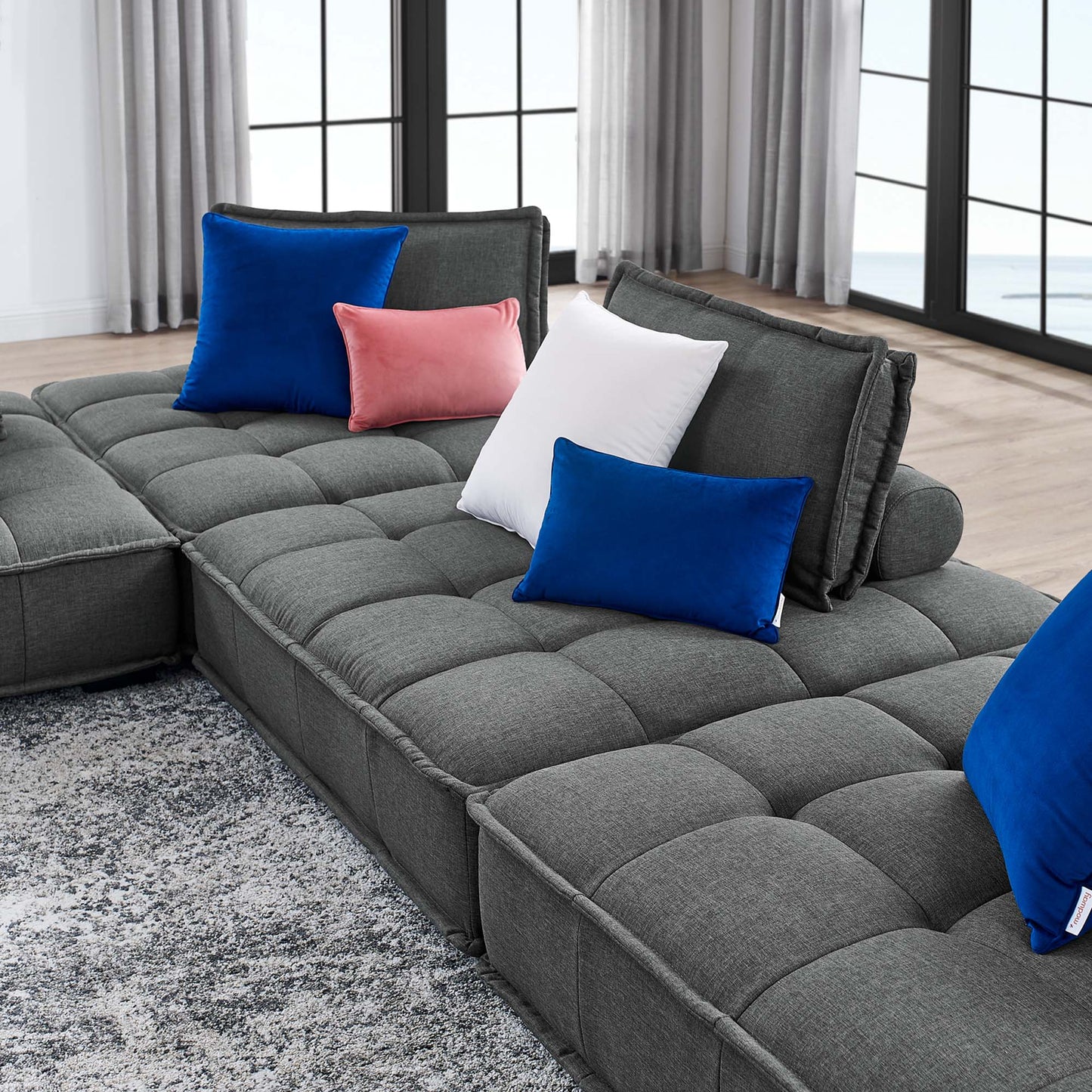 Saunter 4-Piece Tufted Fabric Sectional Sofa – Effortless Lounge Meets Elevated Design
