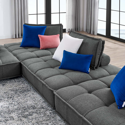Saunter 4-Piece Tufted Fabric Sectional Sofa – Effortless Lounge Meets Elevated Design