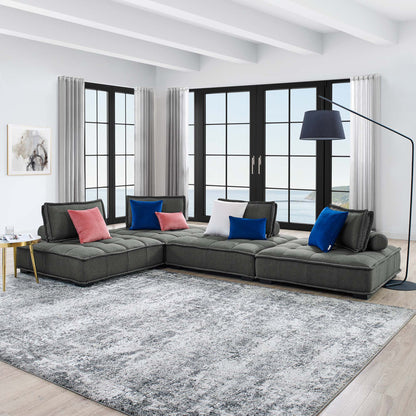 Saunter 4-Piece Tufted Fabric Sectional Sofa – Effortless Lounge Meets Elevated Design