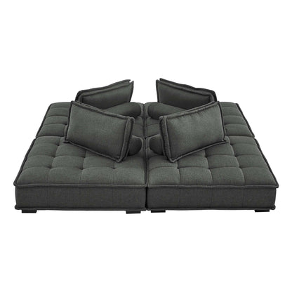 Saunter 4-Piece Tufted Fabric Sectional Sofa – Effortless Lounge Meets Elevated Design